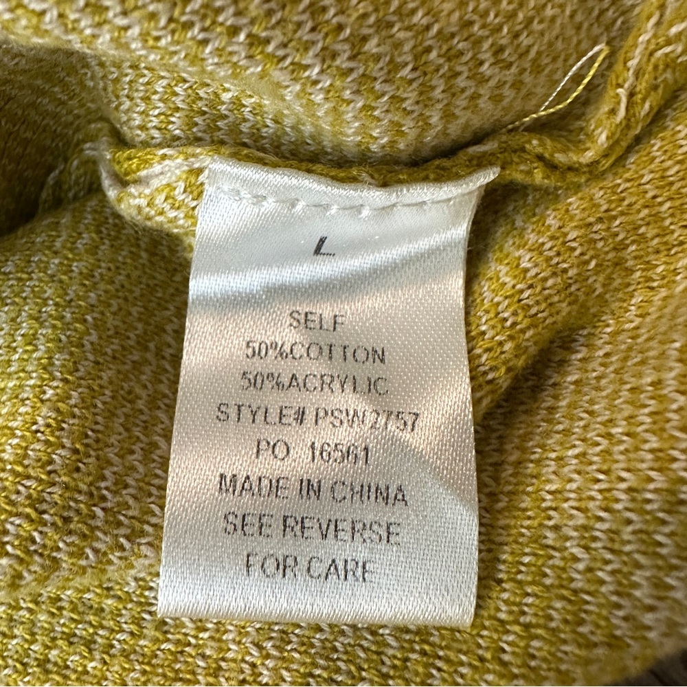 Polagram Floral Knit Cotton Blend Sweater Women’s Size L Mustard Yellow - Picture 3 of 7